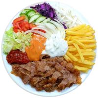 Hähnchen Drehspießfleisch Teller